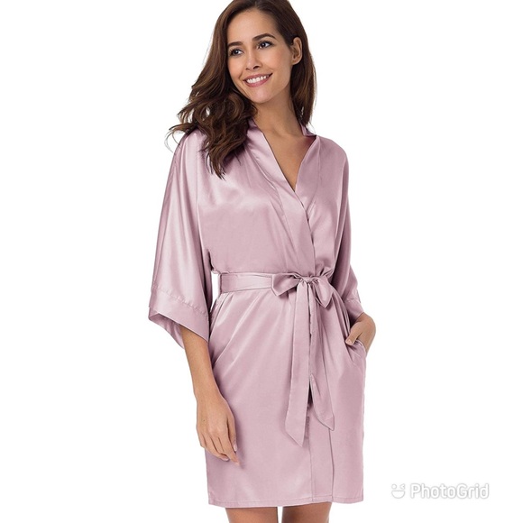 NWT kimono silky robe in dusty rose - Picture 1 of 6